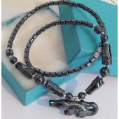 Hematite Stone Alligator Pendant Chain Choker Fashion Necklace